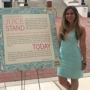 Lilly Pulitzer Strapless Turquoise and Gold Dress